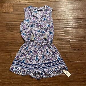 Cupshe Blue and Pink Floral Romper Size M